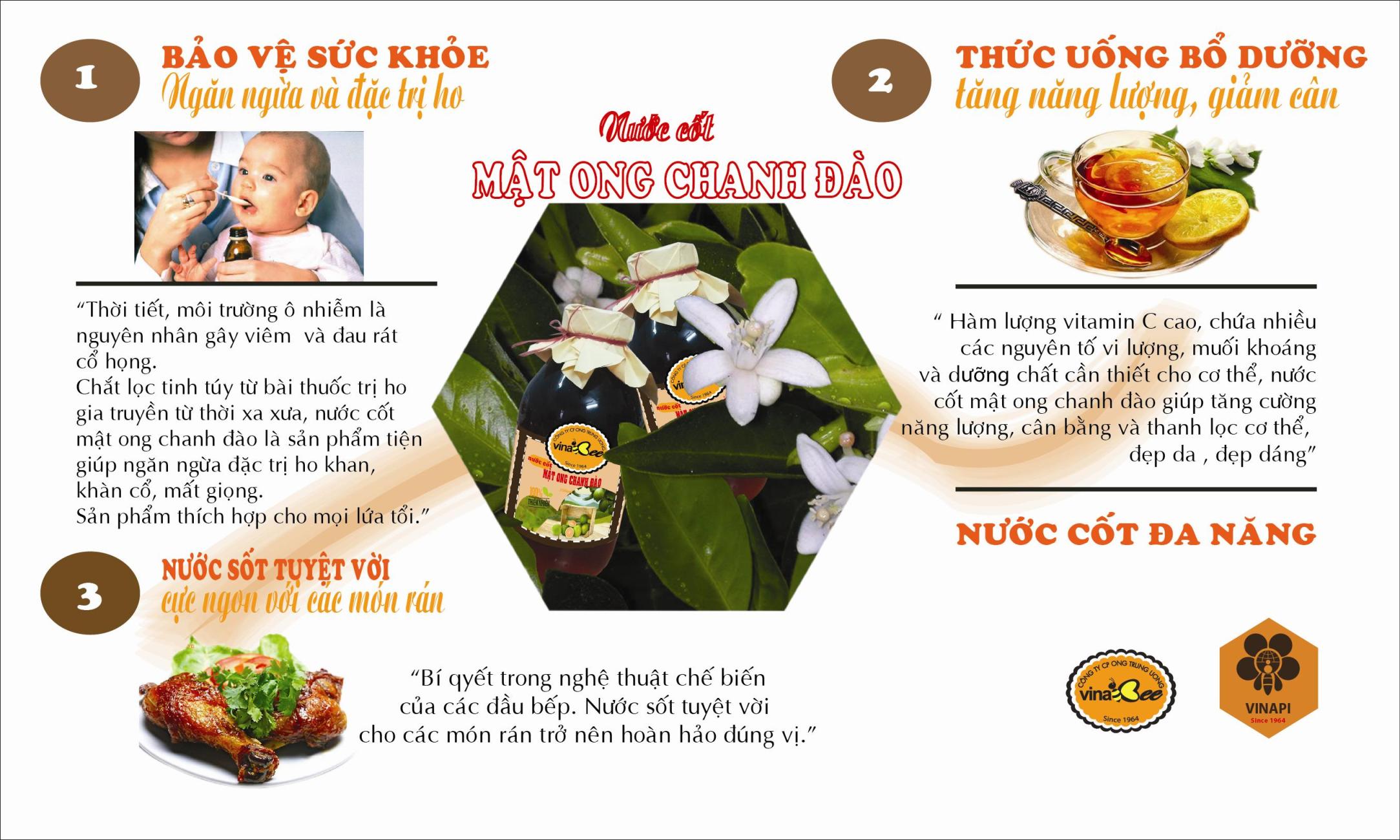 nước cốt mật ong chanh đào vinabee