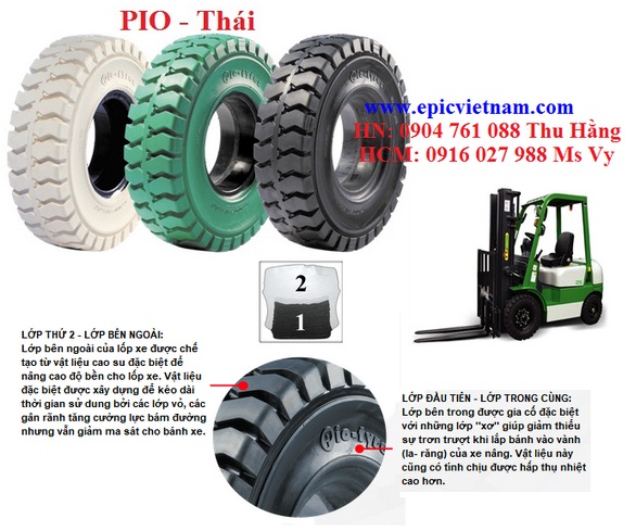 Lốp xe nâng đặc Pio - Thái