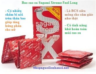 Bao cao su Sagami Xtreme Feel Long có nhiều chấm bi nổi