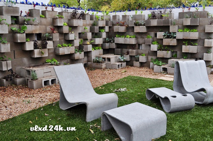 Trang trí tường rào sân vườn tuyệt đẹp bằng gạch block
