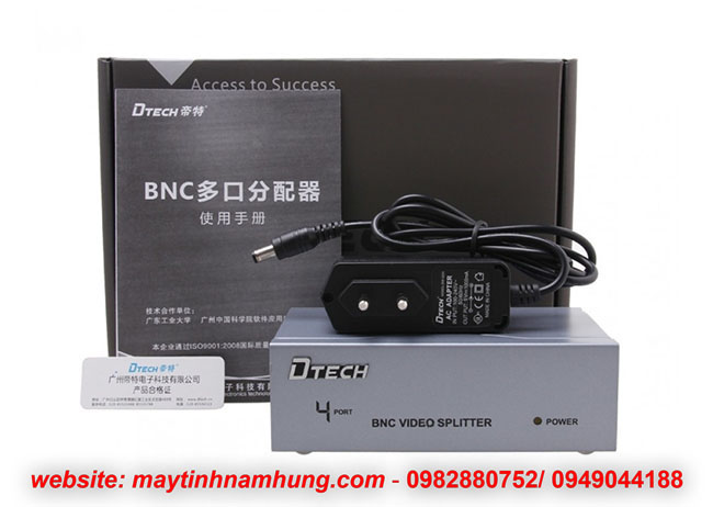 Bộ chia cổng BNC 1 camera vào cho 4 đường tín hiệu ra Dtech DT 7104
