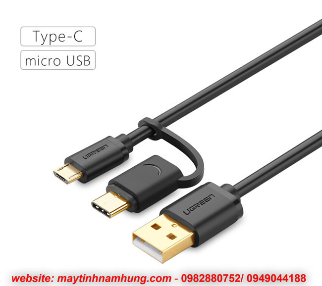 Cáp sạc 2 đầu Micro USB và USB type C cho điện thoại Samsung