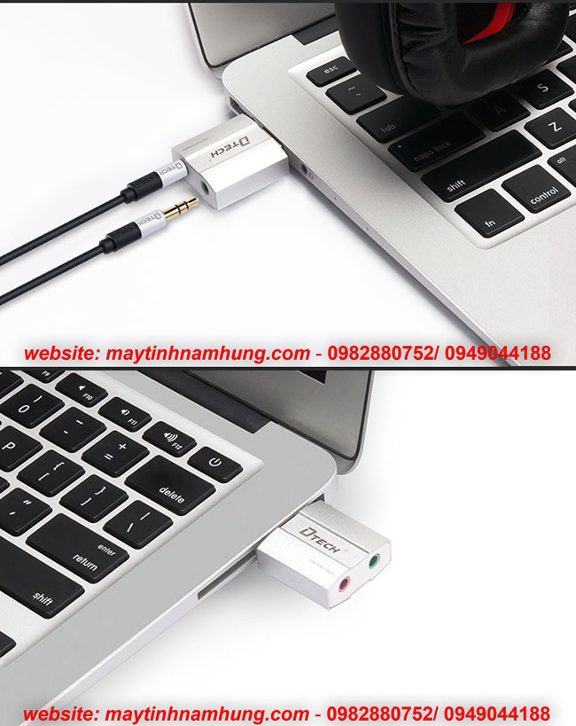 Đầu chuyển USB sang Mic và Headphone
