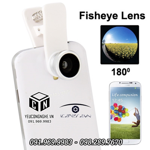 Ống kính mắt cá fisheye lens cho mọi smartphone 180 độ đa năng