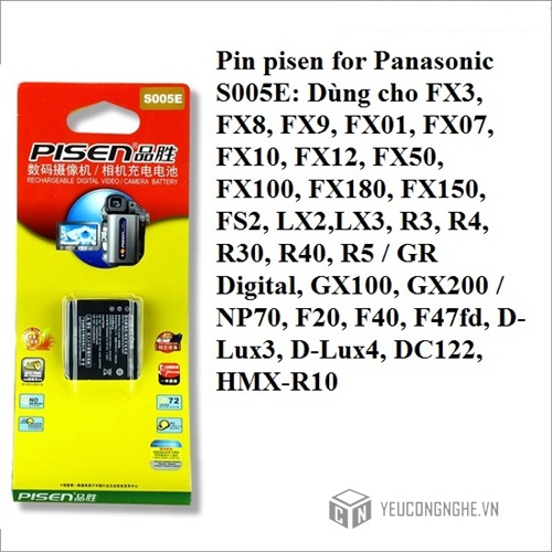 Pin cho máy ảnh Panasonic S005E Pisen