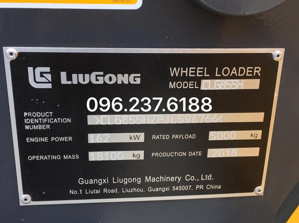 máy xúc lật 3,7m3 Liugong Trung Quốc CLG855H