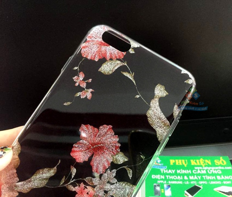 Ốp lưng iPhone 6 6S dẻo hoa ánh kim tuyến