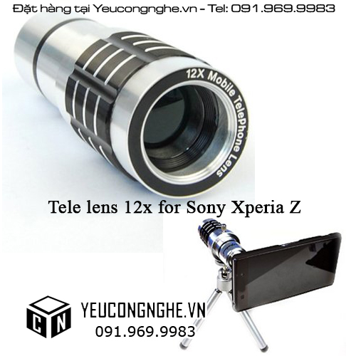 Bộ ống kính gắn ngoài lens tele zoom 12x cho điện thoại Sony Xperia Z L36H
