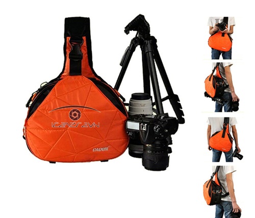 Túi máy ảnh Caden K2 dạng tam giác màu cam thời trang