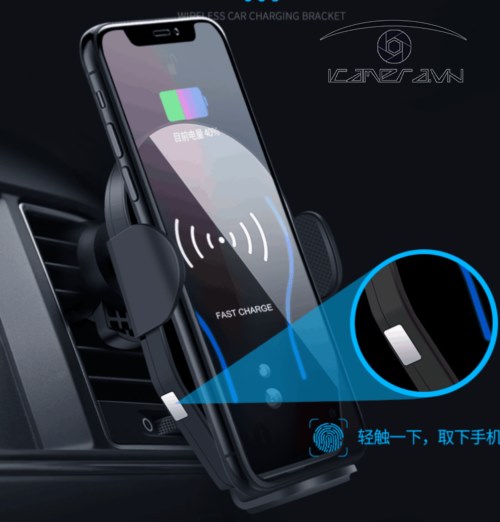 Sạc điện thoại không dây tự kẹp dùng trên trên xe hơi, ô tô X8 tặng kèm giá đỡ