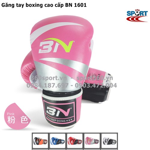 Găng tay boxing cao cấp BN 1601 màu hồng