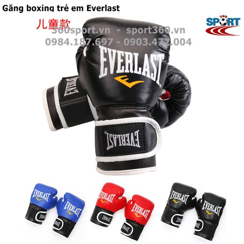 Găng boxing trẻ em Everlast  cao cấp màu đen