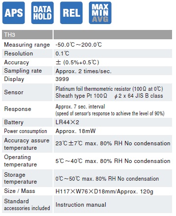 Thiết bị đo nhiệt độ tiếp xúc Sanwa TH3