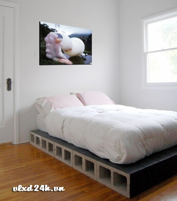 Trang trí giường ngủ bằng gạch block